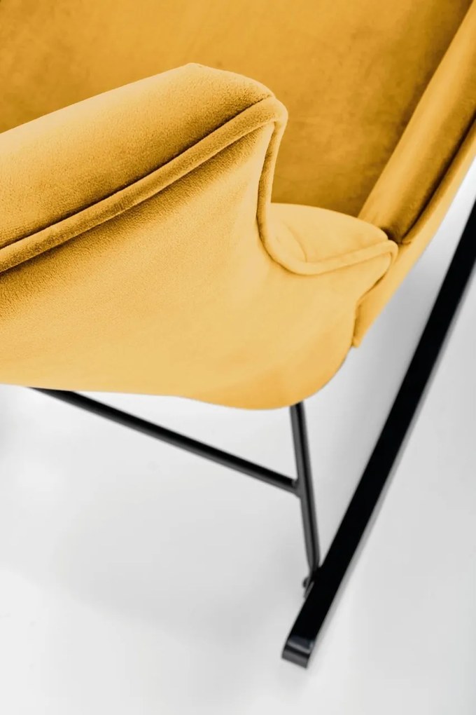 Fotoliu tip balansoar Bazalto velvet mustariu H92 cm