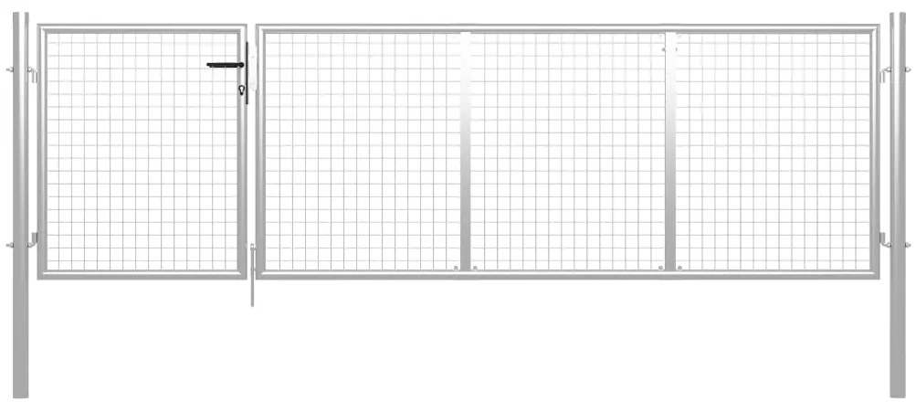 vidaXL Poartă de grădină din oțel 350x75 cm argintie