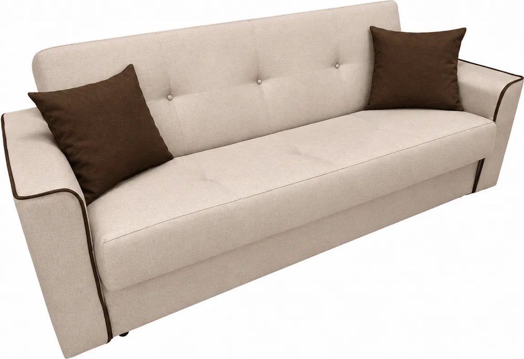 Canapea VERA extensibila, 3 locuri, lada de depozitare, stofa bej deschis + maro inchis, 225x90x90 Maro închis, Stofa