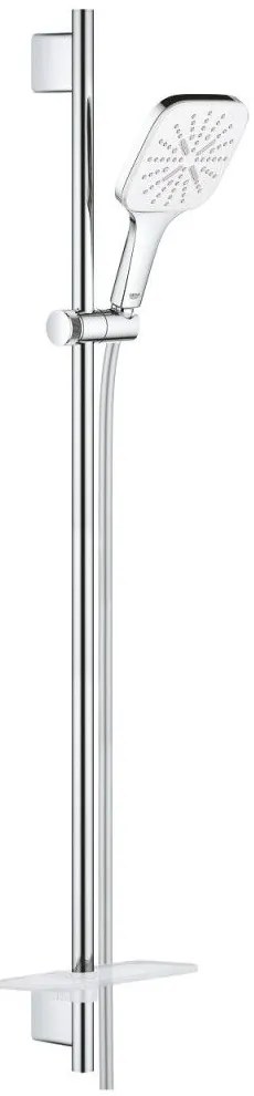 Grohe Rainshower Eco SmartActive 130 Cube Set dus cu bara 90 cm si savoniera, crom alb (moon white)