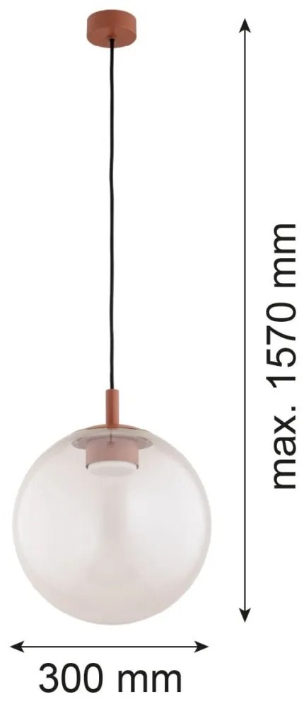 Lustra suspendata din Sticla, Roz Opac, Metal, Teracota, SACRAMENTO