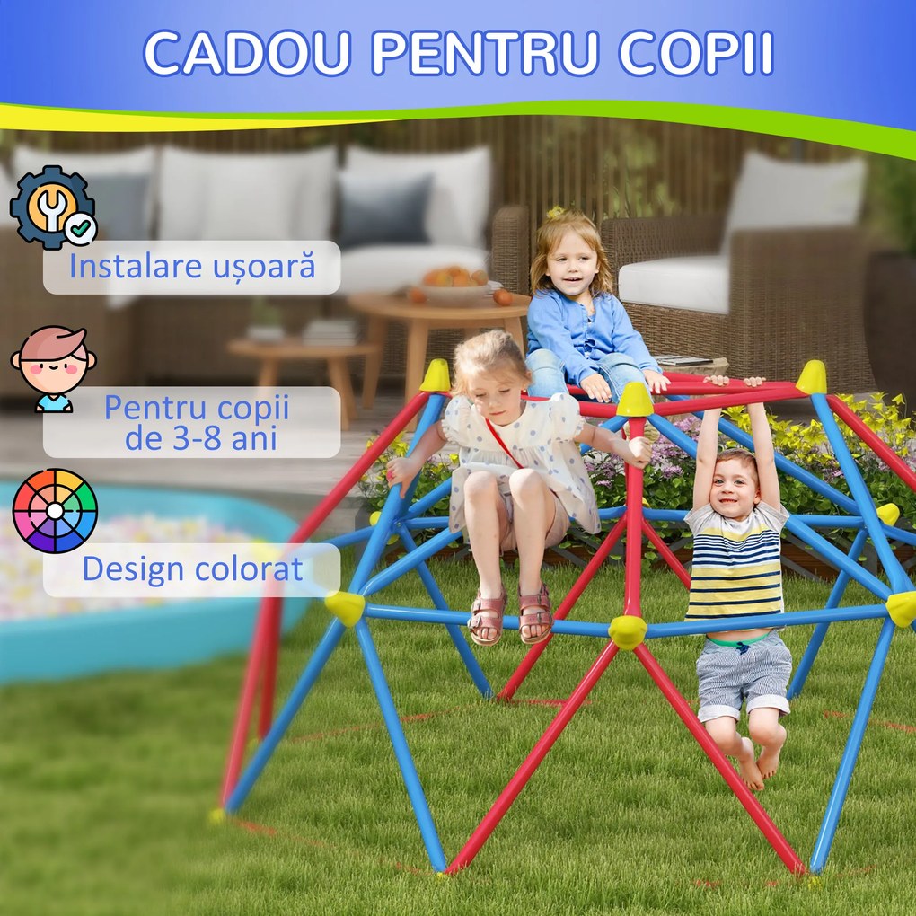 Outsunny Cadru de catarat, Jungle Gym, Turn geometric de catarat in aer liber cu rama din otel rezistenta la rugina | Aosom Romania