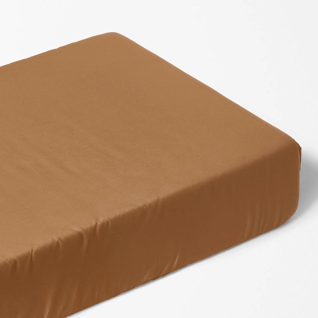 Goldea cearceaf de pat 100% bumbac cu elastic - maro scorțișoară 160 x 200 cm