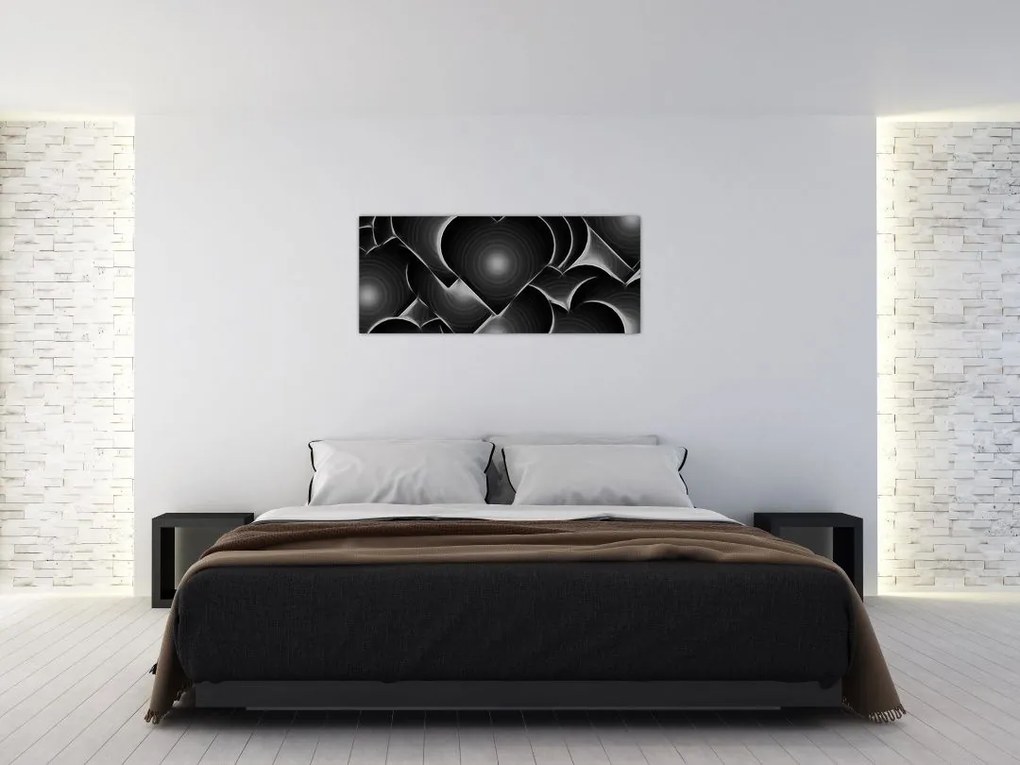 Tablou cu inimile alb - negre (120x50 cm)