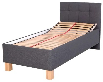 Pat tapițat MARIA ONE, 90 x 200 cm, gri, cu spațiu de depozitare, fără saltea