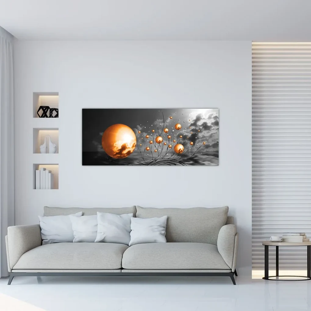 Tablou  bilelor portocalii abstarcte (120x50 cm), în 40 de alte dimensiuni noi
