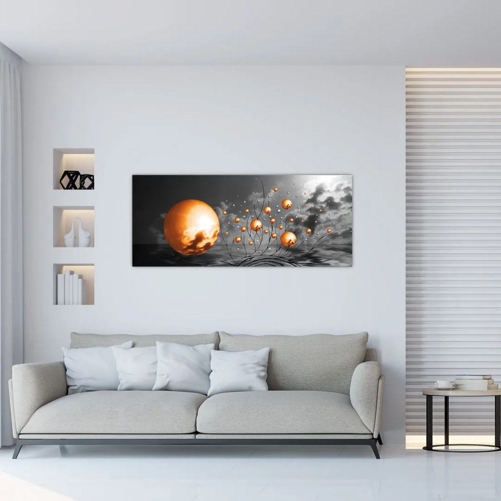 Tabloul bilelor portocalii abstarcte (120x50 cm)
