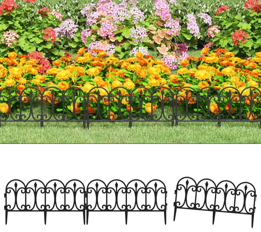 Borduri de gazon, 17 buc., negru, 10 m, PP