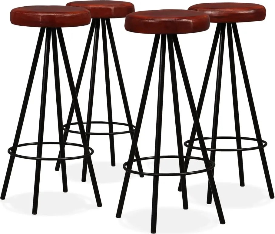 vidaXL Scaune de bar, 4 buc., piele naturală