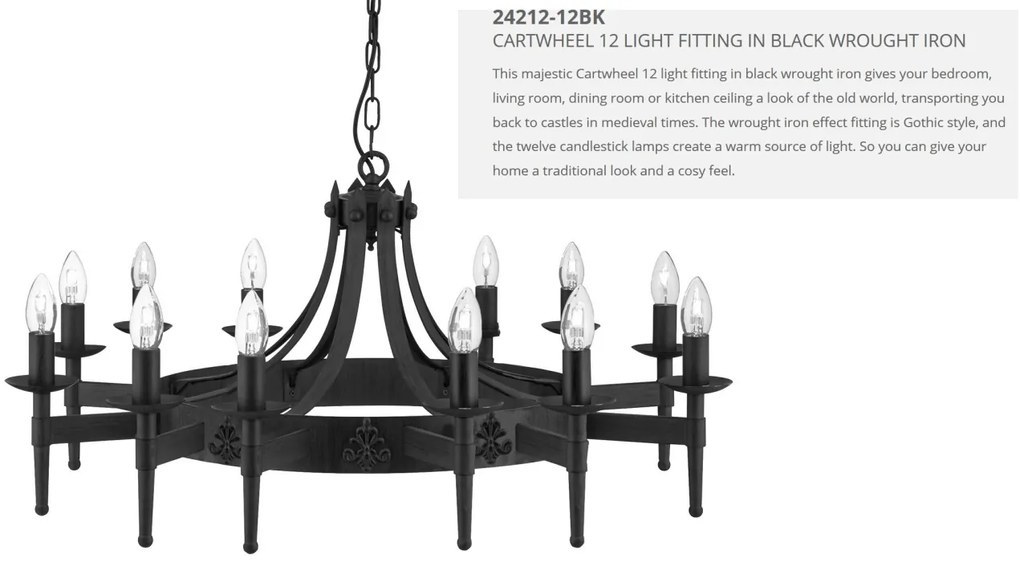 Candelabru stil rustic Cartwheel 12L 24212-12BK SRT