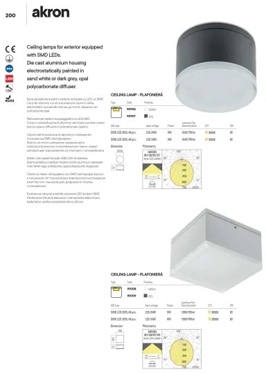 Redo 90107 - Plafonieră LED exterior AKRON 1xLED/9W/230V IP54