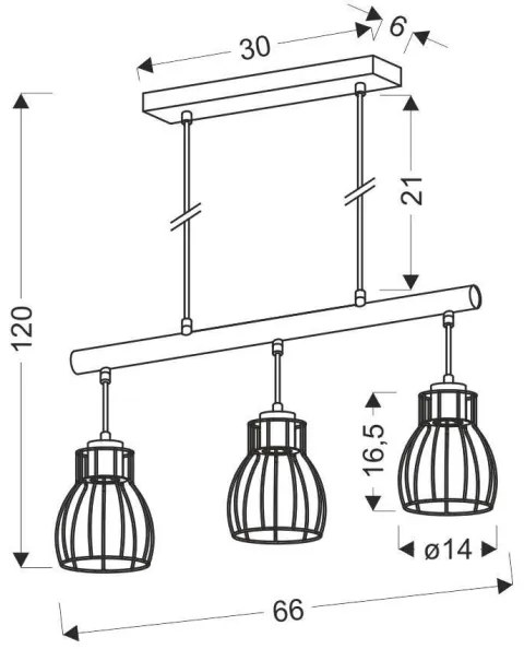 Candelabru pe lanț BERNITA 3xE27/60W/230V