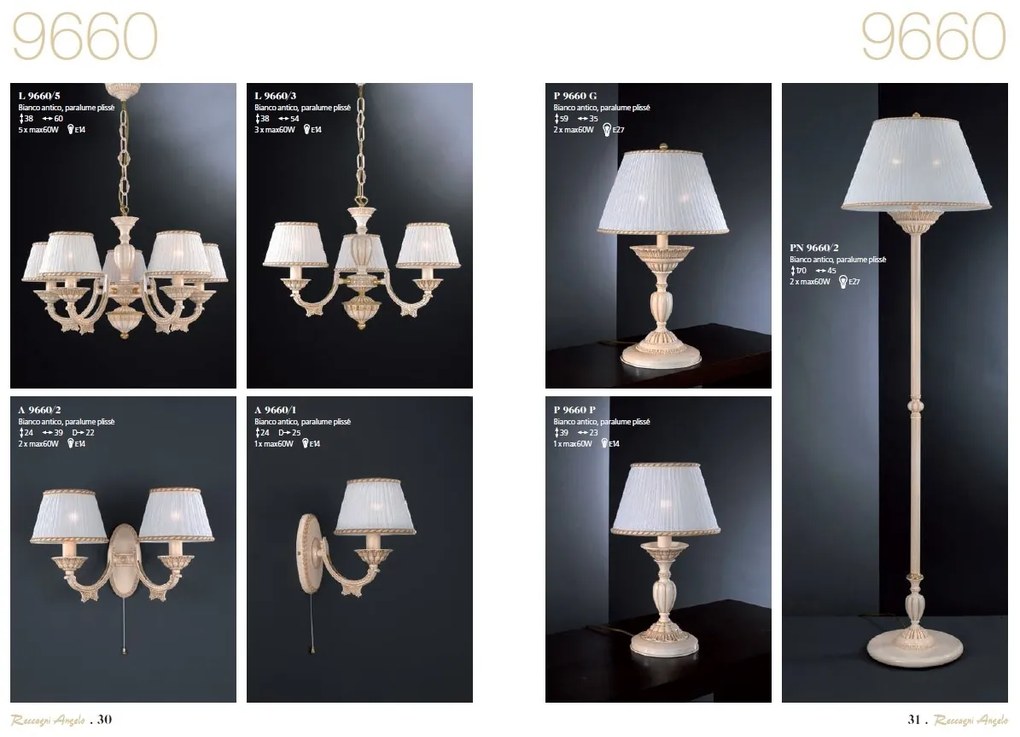 Candelabru cu 3 brate clasic design italian din alama 9660 RA-L. 9660/3