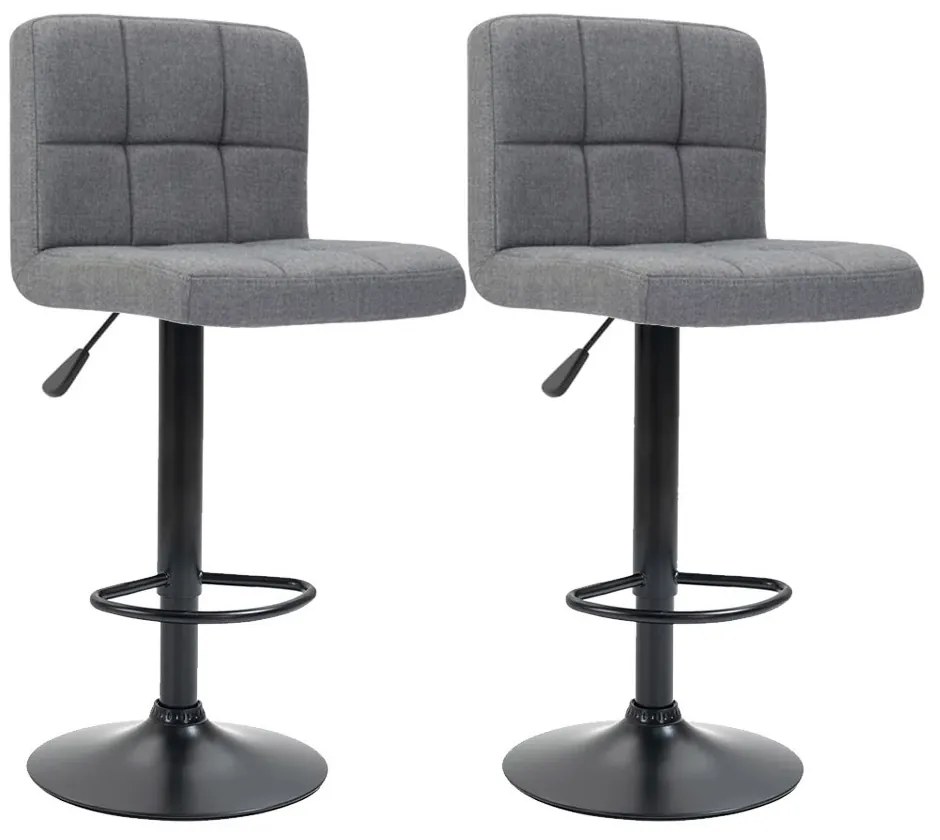 Scaune de bar tapitate 2 buc-gri deschis