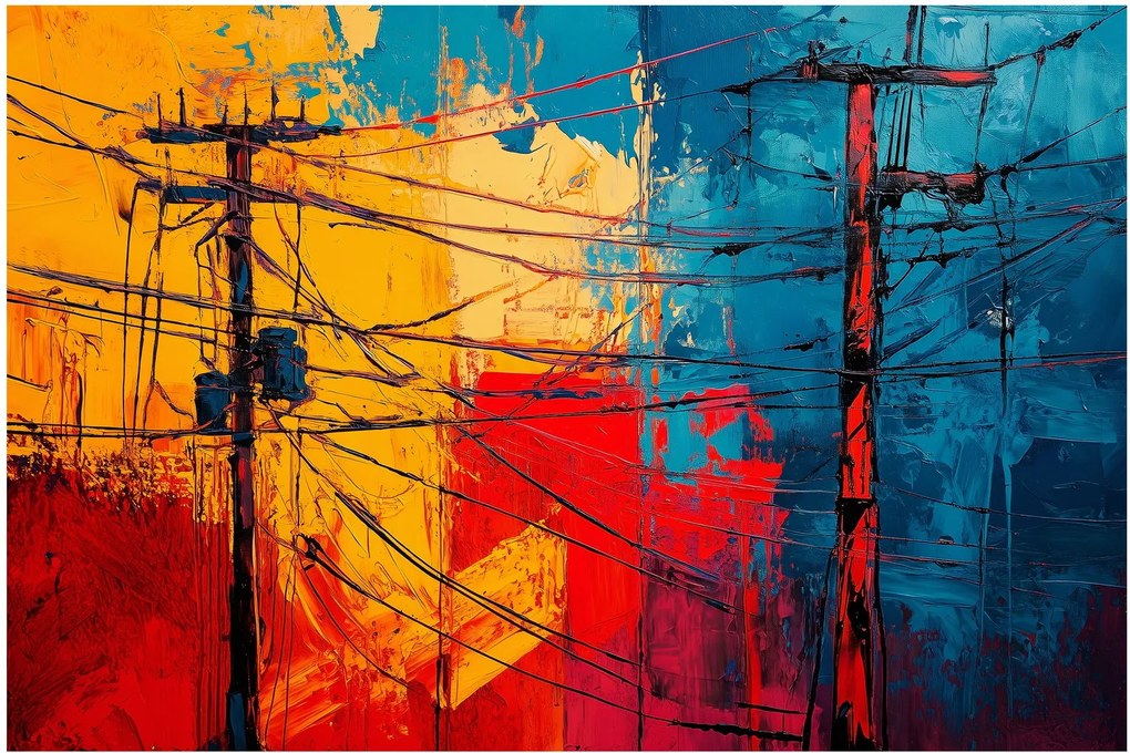 Tablou - Linii electrice abstracte (90x60 cm)