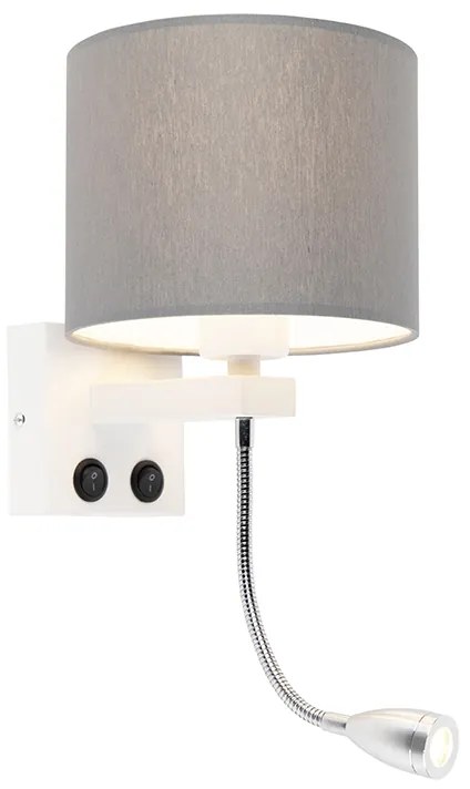 Lampa de perete moderna alba cu abajur gri - Brescia