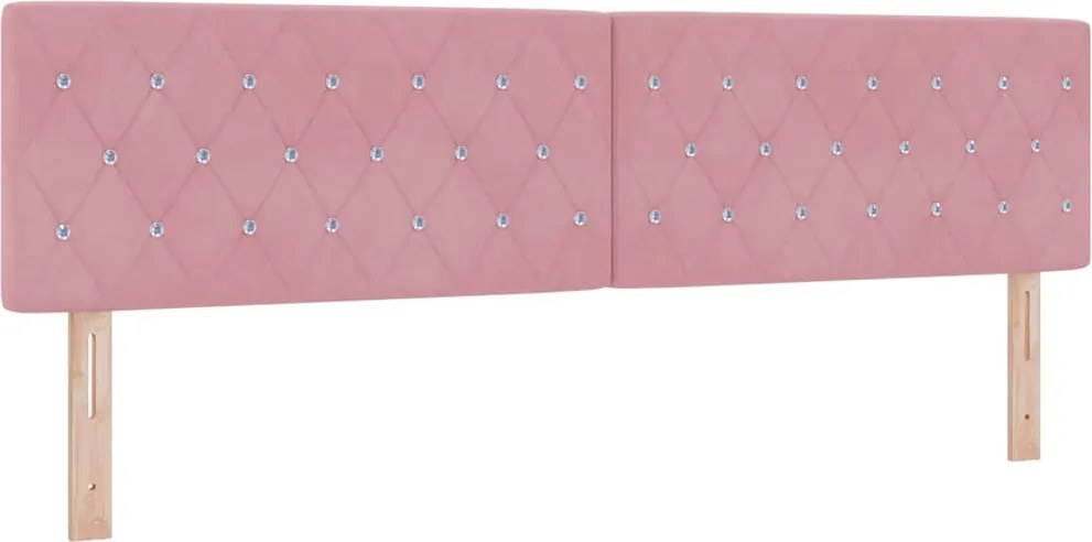 vidaXL Tăblie LED cu benzi LED cu headboard Manual Roz 180 cm Catifea