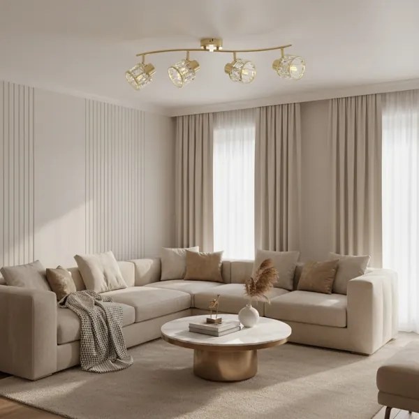 Lustră aplicată ZAHARA 4xE27/10W/230V, auriu