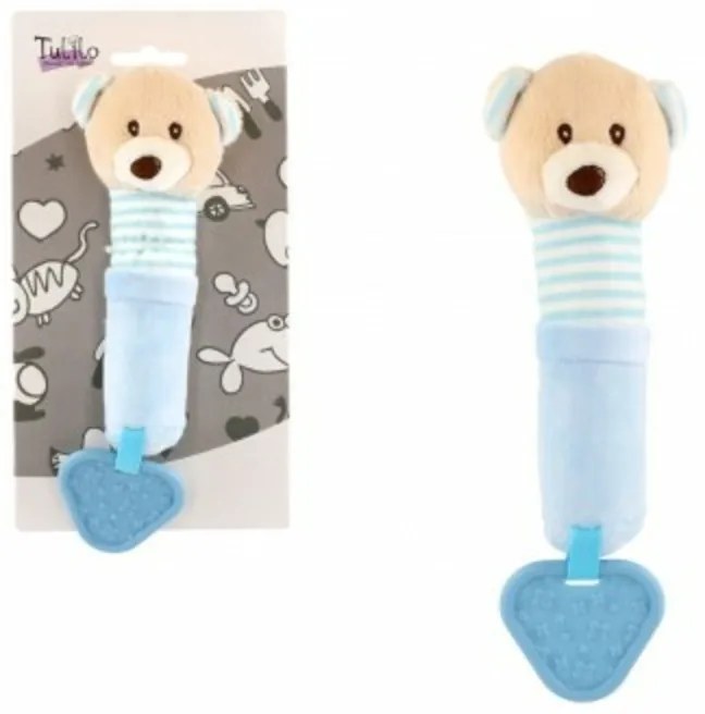 Fluier / teddy urs ursuleț 21cm albastru pe cardul din punga 0+