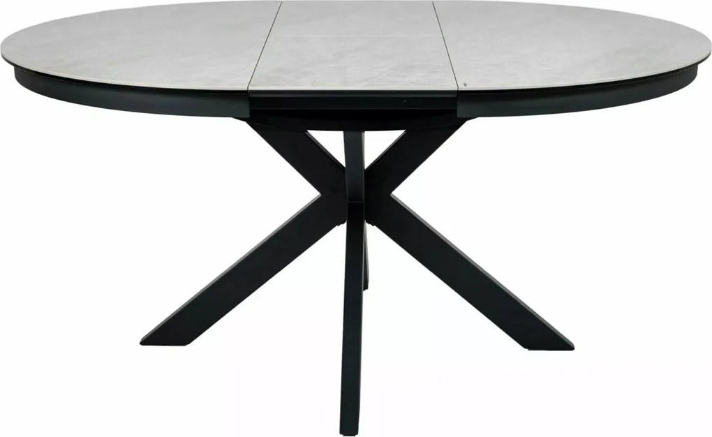 Masa extensibila Porto Ceramic bej lucios/negru mat L120-160xl120 cm