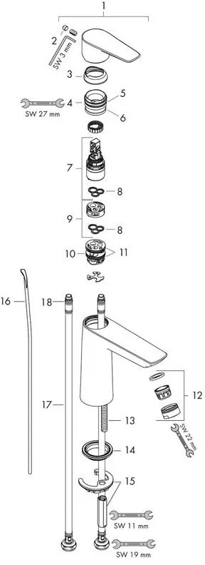 Baterie lavoar, Hansgrohe, Talis E 110, cu ventil click clack, alb mat