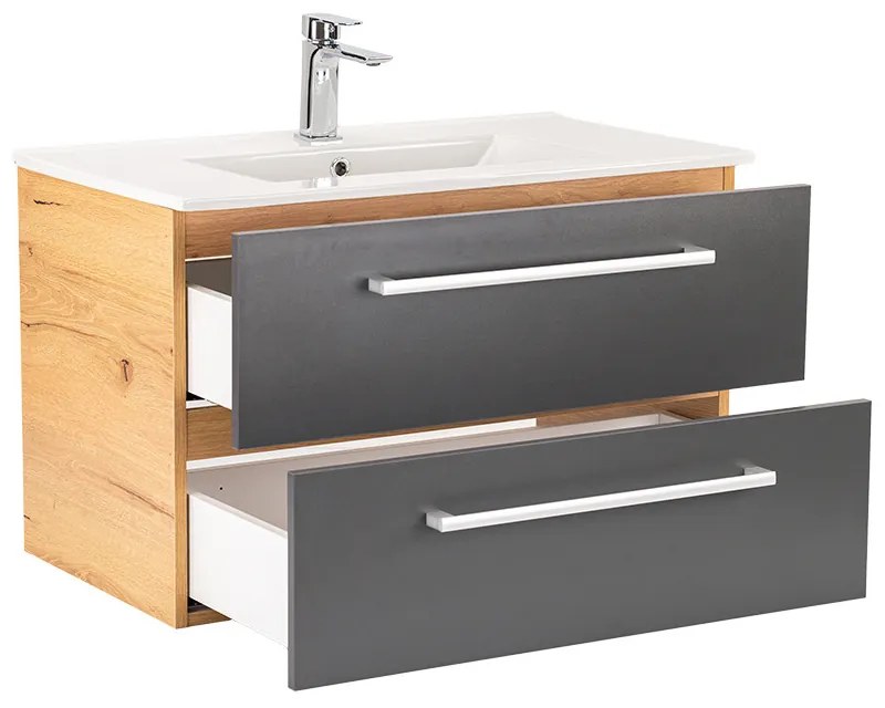 Mobilier complet de baie Vario Clam 80 stejar-antracit