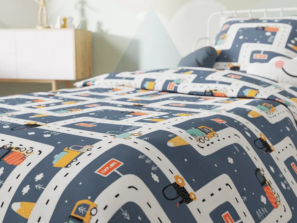 Lenjerie de pat din bumbac Culoare albastru, ROADS