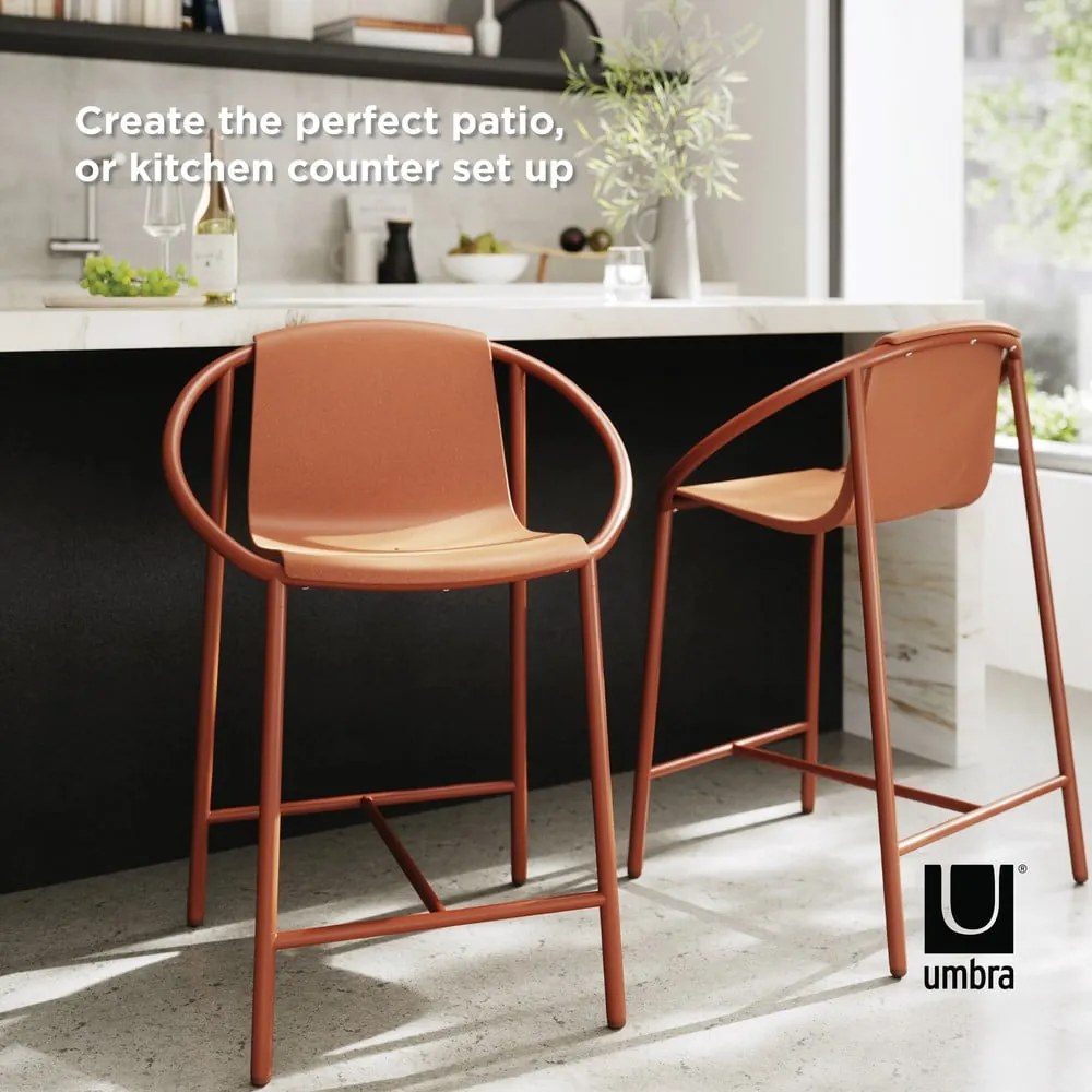 Scaun de bar cărămiziu din plastic 90 cm Ringo – Umbra