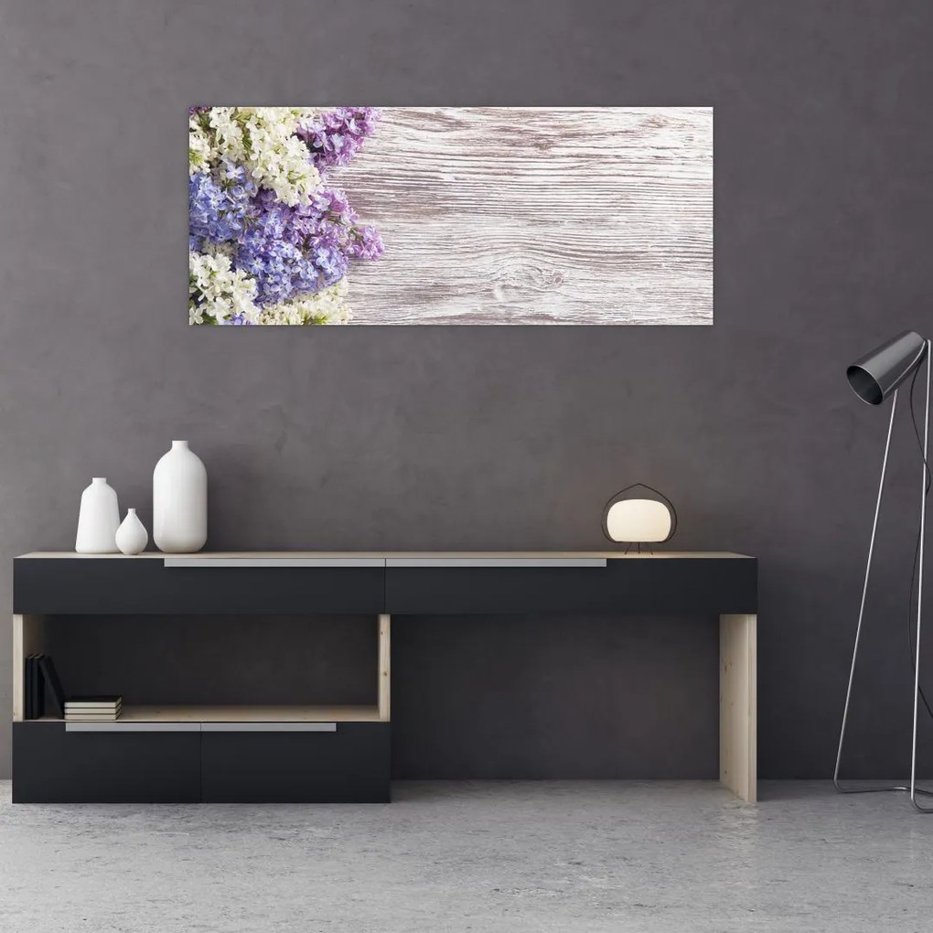 Tablou - Liliac pe lemn (120x50 cm)