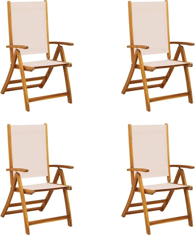 vidaXL Scaune de grădină pliabile 4 buc. lemn masiv acacia & textilenă