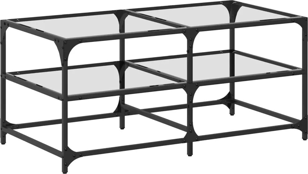 vidaXL Măsuță de cafea cu blat sticlă transparentă 98,5x50x45 cm oțel