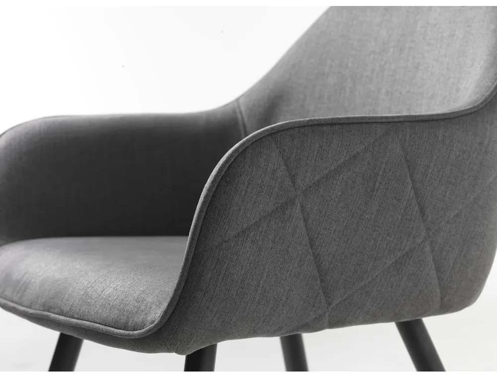 Scaun de sufragerie gri cu cotiere tapițat Minto – Unique Furniture