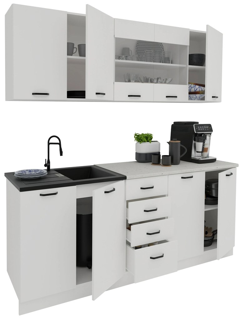Bucatarie Riga, Alb, L 200 cm