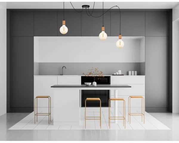 Lustră pe cablu MIROS 3xE27/60W/230V neagră/cupru