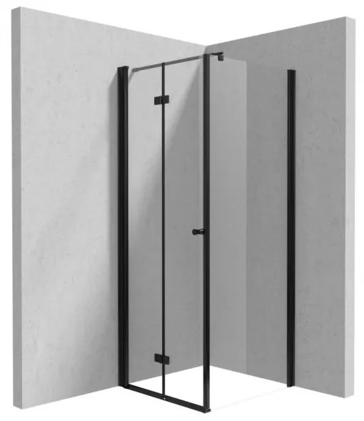 Cabina de dus neagra 70x80 cm cu usa batanta si perete fix, Deante Kerria Plus