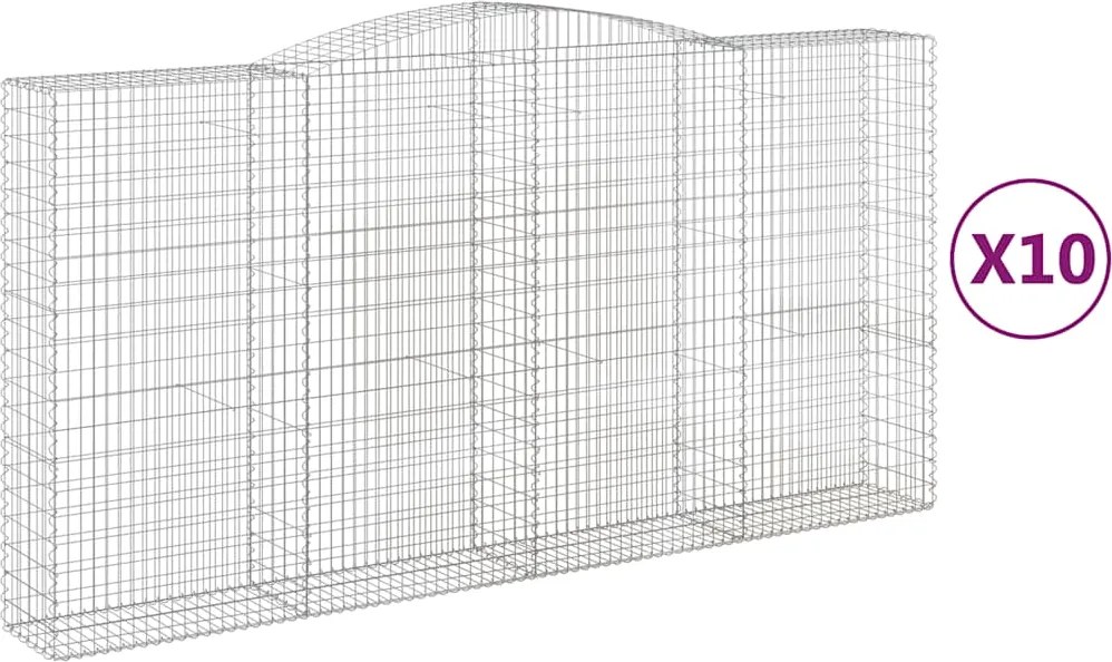 vidaXL Coșuri gabion arcuite, 10 buc 400x50x200/220cm, fier galvanizat