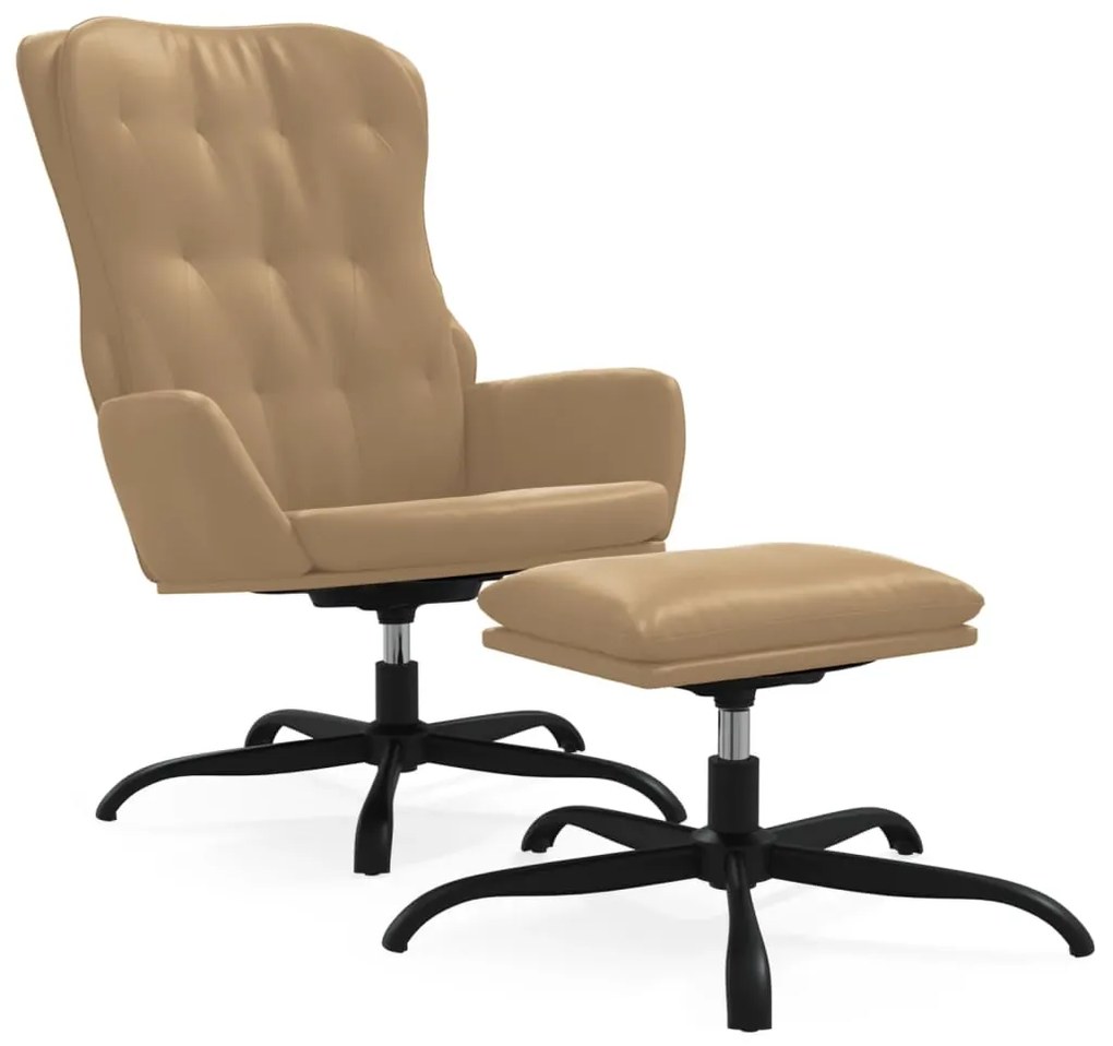 3097684 vidaXL Scaun de relaxare cu taburet, cappuccino, piele ecologică