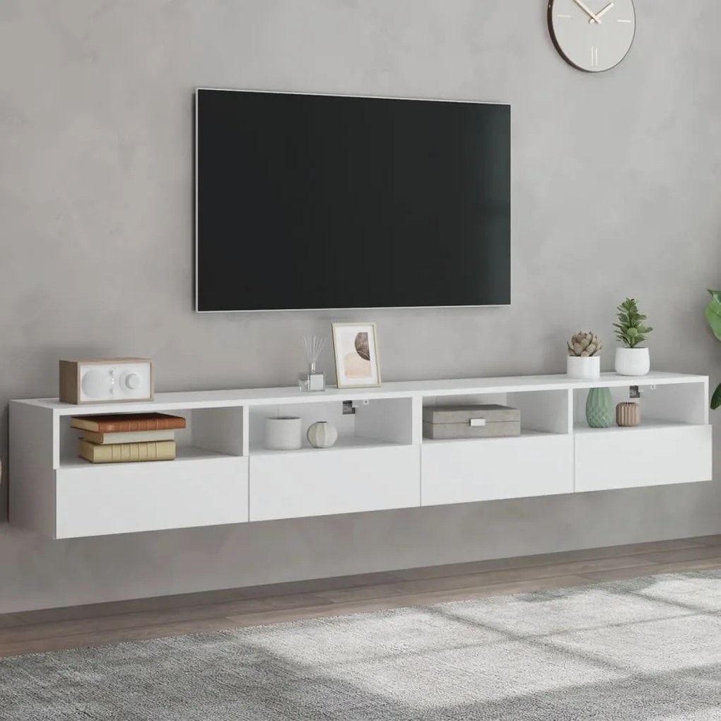 vidaXL Dulapuri TV de perete 2 buc. alb 100x30x30 cm lemn compozit