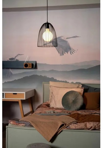 Lustră pe cablu Lucide 74417/01/30 MACARONS 1xE27/40W/230V d. 24,5 cm negru