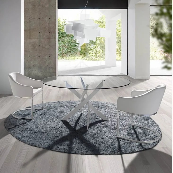 Masa rotunda design modern Veola alb, 130cm