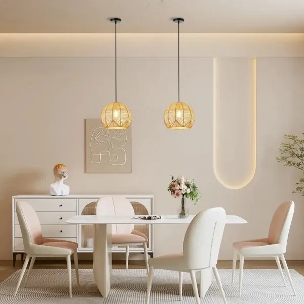 Lustră pe cablu Immax 08258L PELO 1xE27/40W/230V d. 30 cm ratan