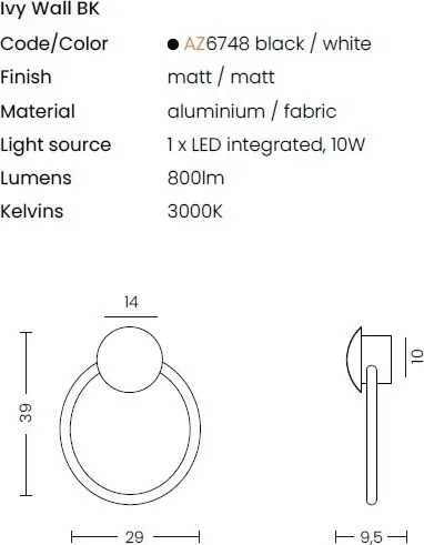 Aplica LED de perete design modern IVY