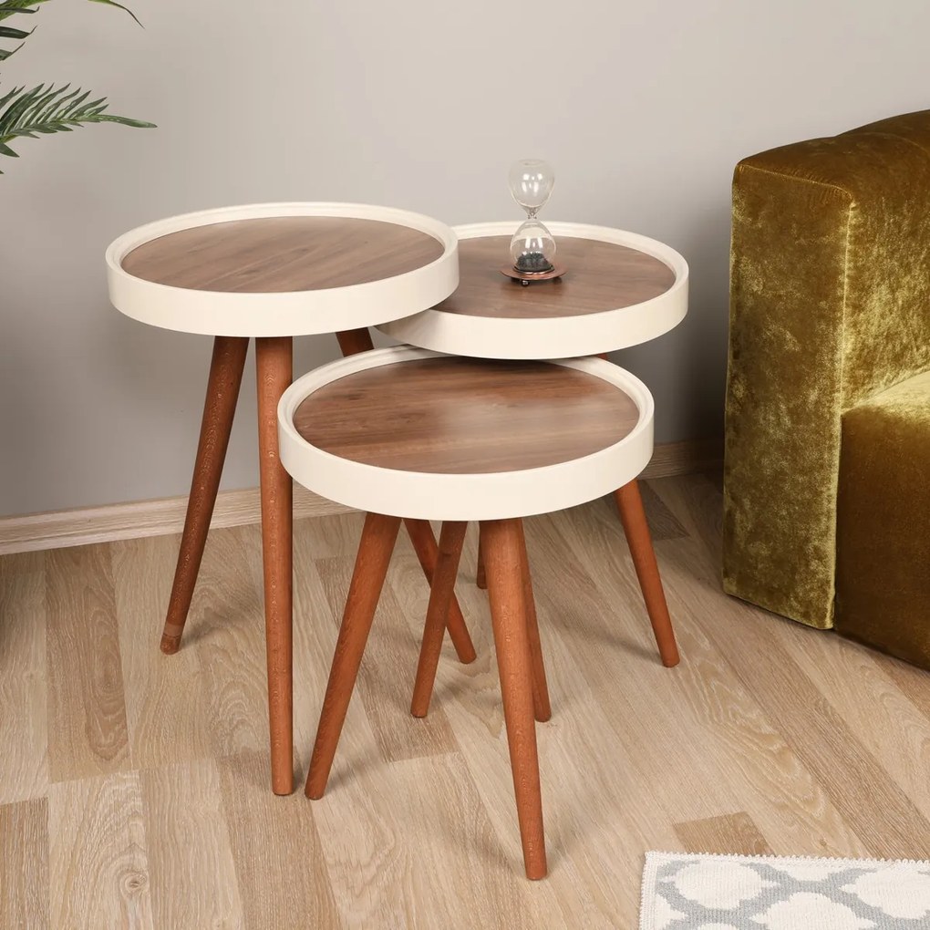 Masă pliabilă Lemn, 3 buc