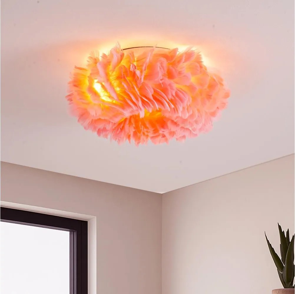 Brilagi - Plafonieră FEATHER 3xE27/40W/230V, Ø 40 cm, roz