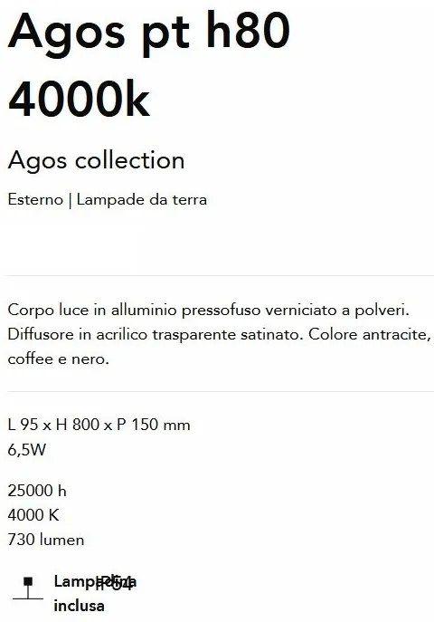 Stalp LED iluminat exterior modern Agos pt h80 4000k coffee