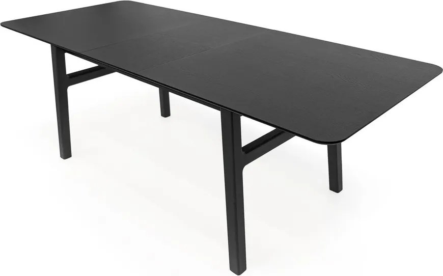 Masă de dining extensibilă cu aspect de lemn de stejar cu blat suplimentar 90x180 cm Curved – Woodman