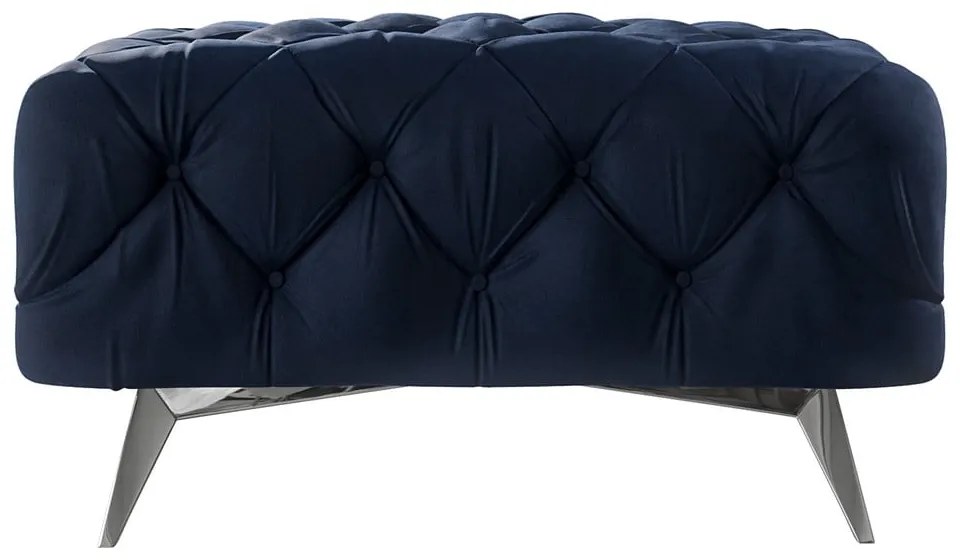 Taburet albastru închis cu tapițerie din catifea Chelsea – Ropez