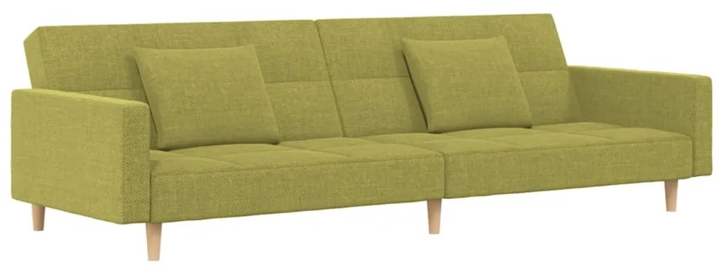 337434 vidaXL Canapea extensibilă cu 2 locuri, 2 perne, verde, textil