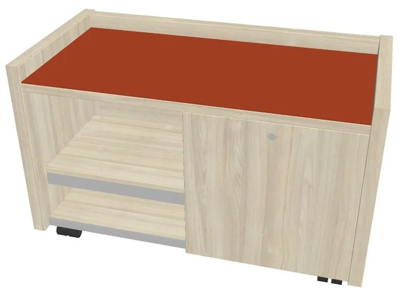 Comodă mobilă Verno 100 x 50 cm cu sticlă, dreapta, salcâm / portocaliu