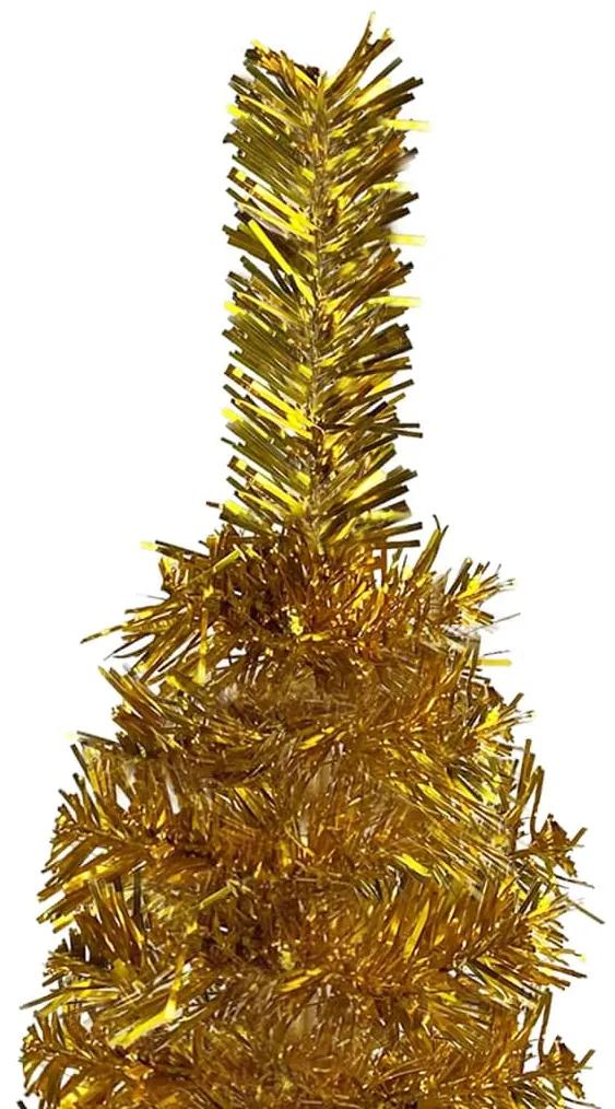 Set brad de Craciun subtire cu LED-urigloburi, auriu, 120 cm 1, gold and grey, 120 cm